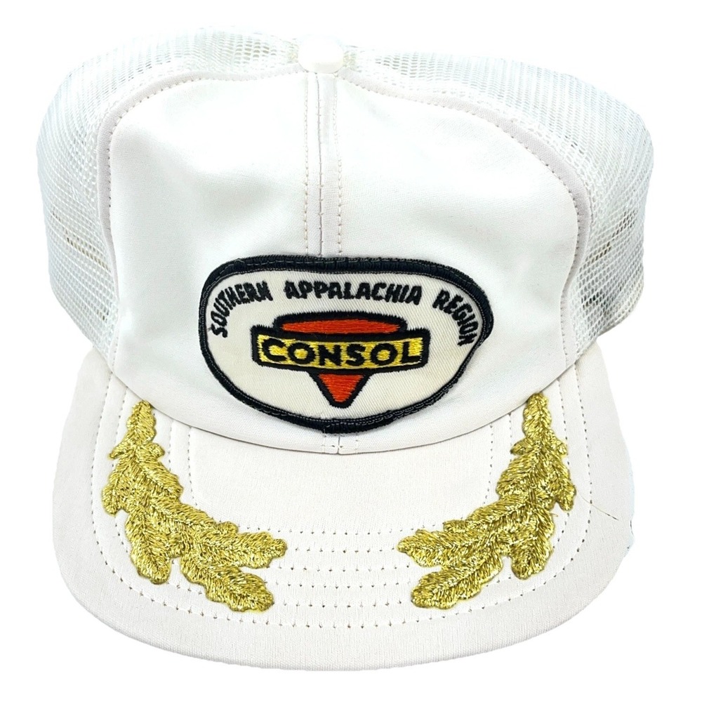 Vintage Consol Trucker Hat Cap Snapback USA Patch Coal Mining‎ Mine 80s Mesh AB1